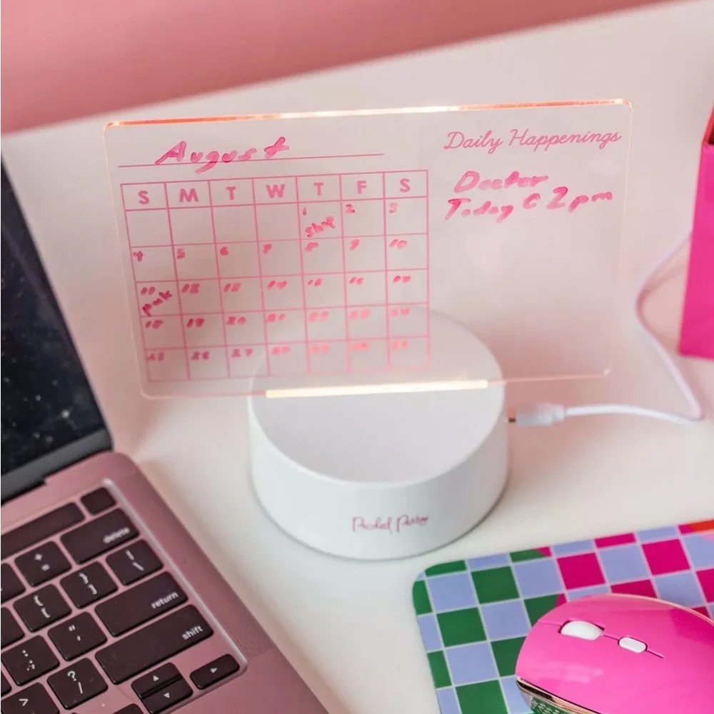 Packed Party Pink LED Desk Calendar